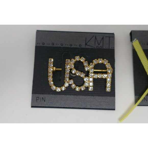 KMT Enamel USA Waving Flag with Yellow Ribbon and USA Patriotic Pins - Picture 2 of 4